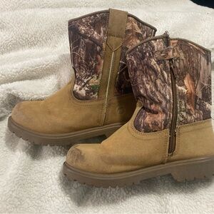 Youth Camouflage and Tan Boots